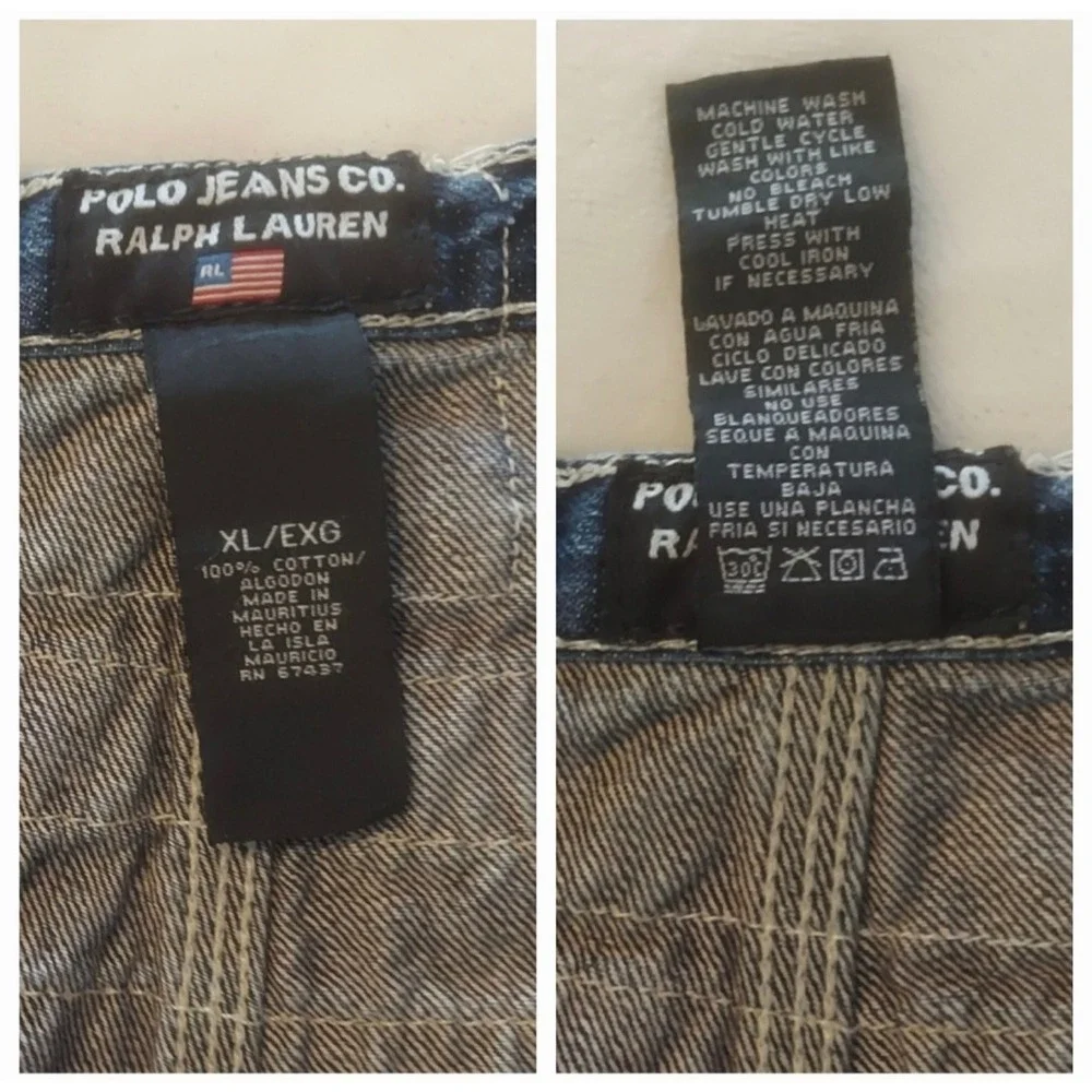 Polo Jeans Ralph Lauren Mens Vintage Y2K Baggy Denim Board Shorts Jorts Size XL